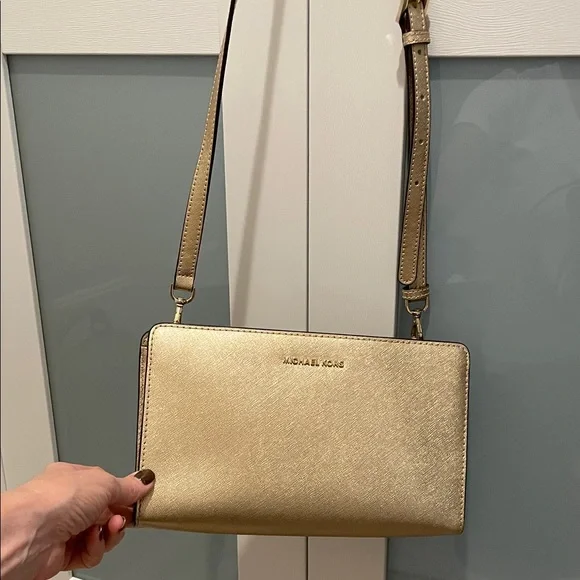Michael Kors Metallic Gold Crossbody Bag - Picture 1 of 9